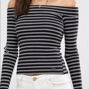 Hollister striped off shoulder top